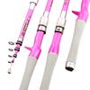 Wędki teleskopowe o wysokiej czułości i krótkim skoku 1.5/1.8/2.1/2.4M z włókna węglowego różowy Spinning wędka castingowa wędka na przynętę