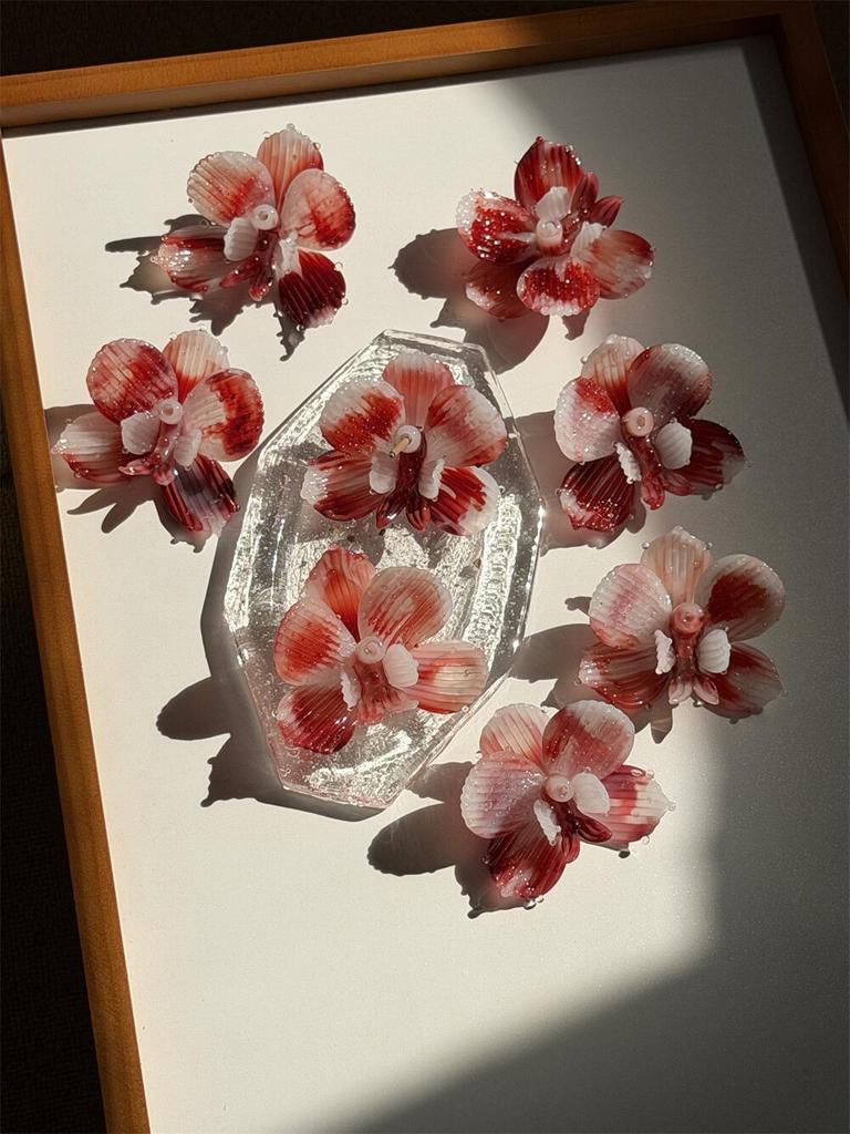 Creative Handmade Art Fragrance Insertion New Year Red Butterfly Orchid Flower Ornament, High Grade Iris Flower Gift