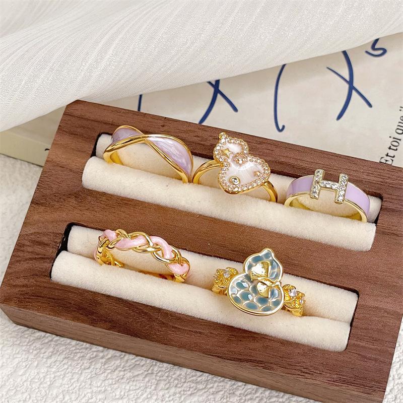 Leichter Luxus Premium Lila Tropfglasur Kürbis Offener Ring Mode Zeigefingerring Persönlichkeitsring Damen