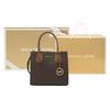 Michael Kors MK Mercer Serie Klassisch Französisch Vintage Monogramm Farbblock PVC-beschichtetes Segeltuch Akkordeon-Tasche Damen Handtaschen Braun 35S1GM9M2B-BRN