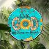 D Flat With God All Things are Possible Sunflower  Floral Round Tin Sign Christian Metal Wall Art for Religious Home Decor