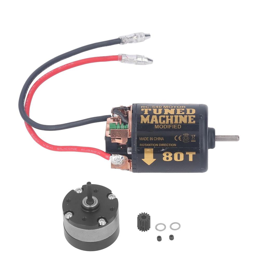 RC Car Gearbox Motor Mount 540 Brushed Motor with 1 3 Reduction Planetary Gear Box 15T Gear for 1 10 RC Crawler Car 80T