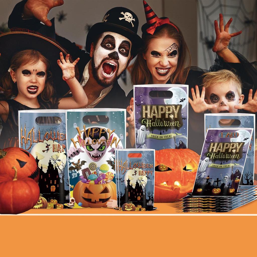 Ghostly Halloween Gift Bags - Skull Trick-or-Treat Party Decorations