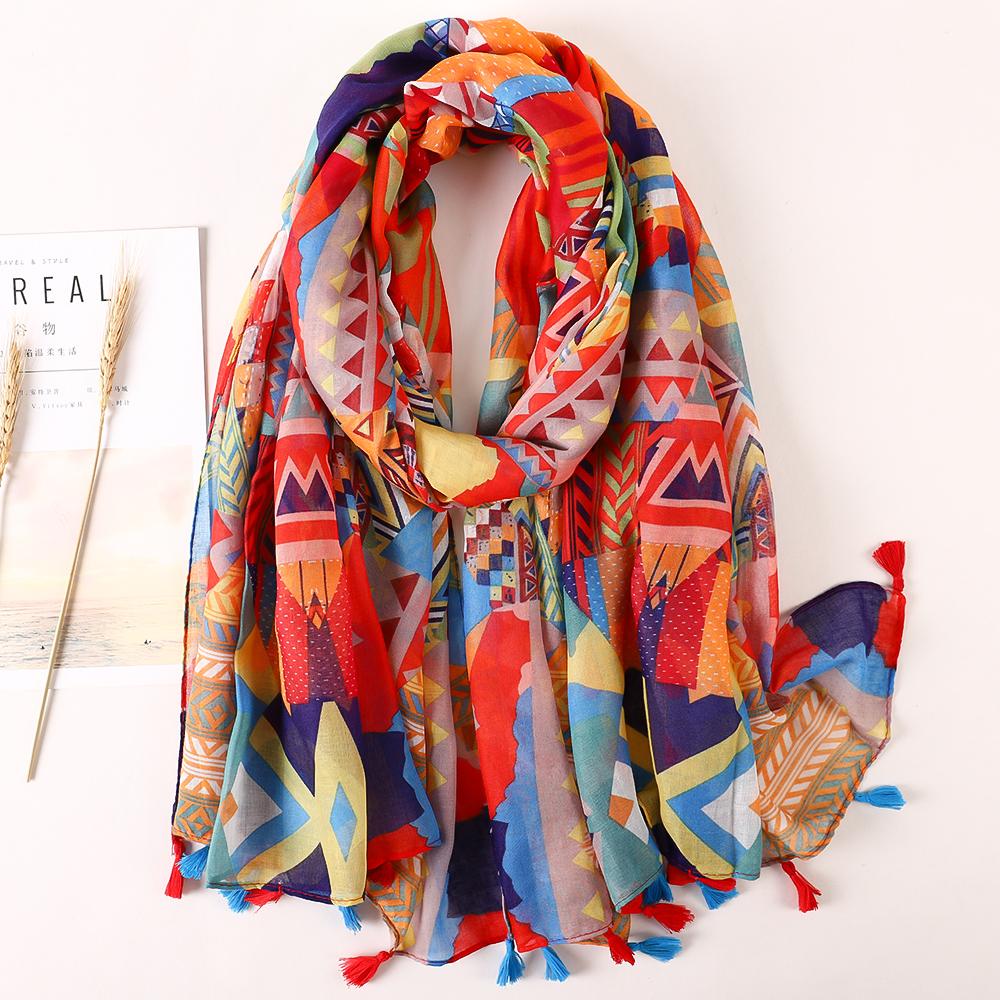 Luxury Brand Cotton Scarf Women Large Shawls Pashmina Muslim Hijab Foulard Design Print Lady Beach Stole Head Scarves Pareo