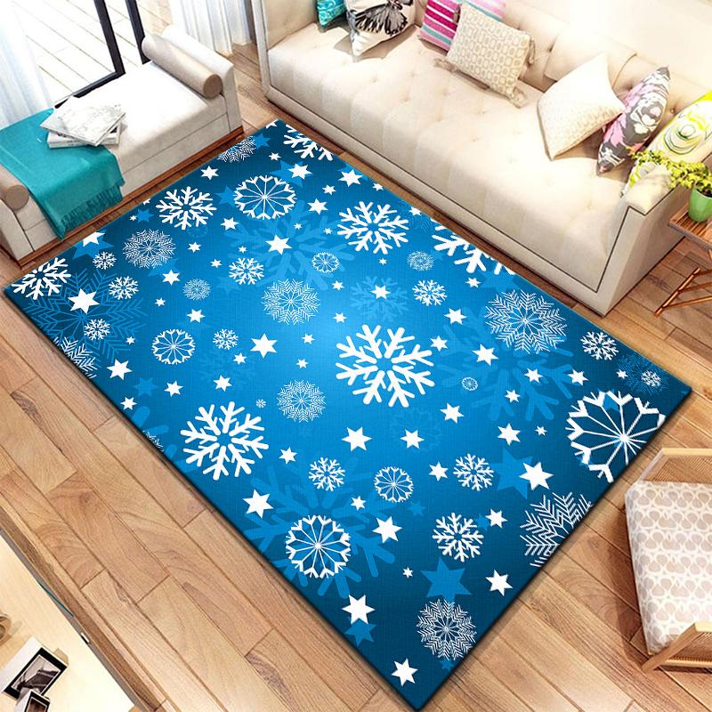 Art Snow Christmas HD-bedruckter großer Teppich, Teppich für Wohnzimmer, Schlafzimmer, Sofa, Dekoration, rutschfeste Fußmatten