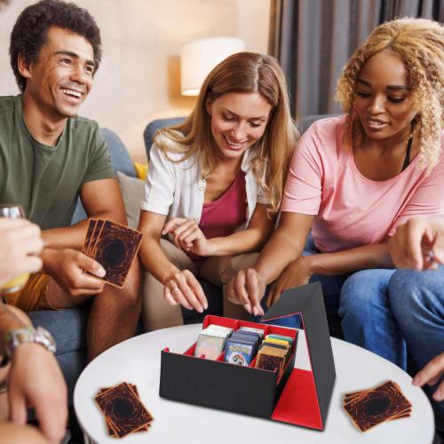 ZWSJLC Deck Case, Card Storage, Large Capacity, PU Leather, Trading Card Storage Box with 24 Dividers and Card Stoppers, Compatible with MTG and Other