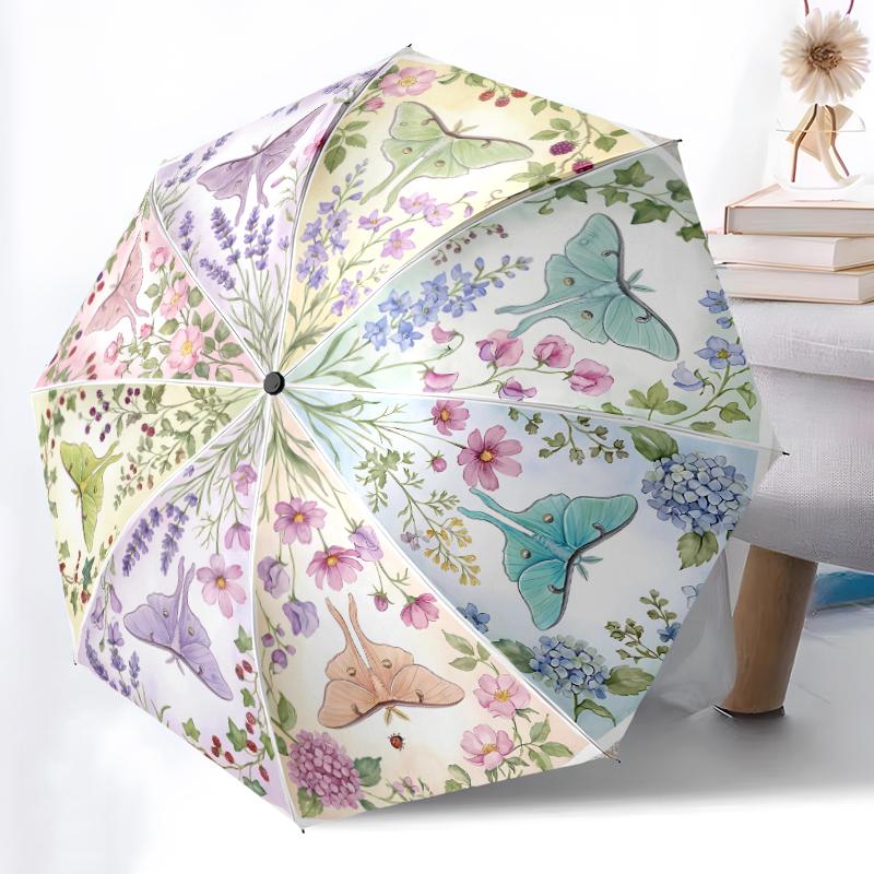 

1pc Sturdy 8-Bone Auto Umbrella, Blue Butterflies Umbrella, Digital Printed, Foldable Umbrella for On-the-Go Outdoor Use