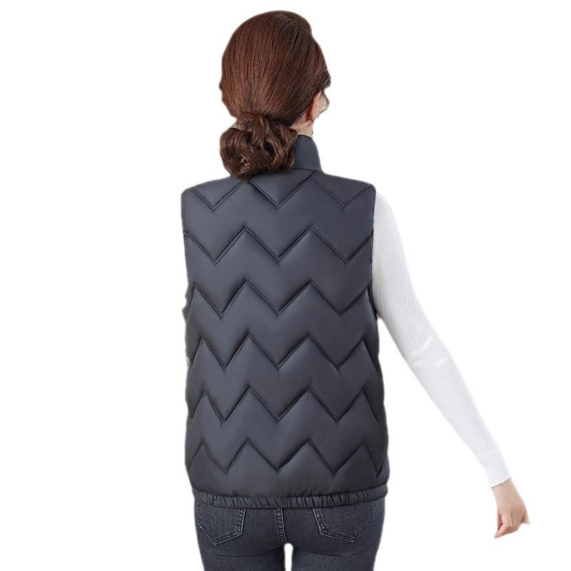 Middle-aged and Elderly Autumn and Winter Stand-up Collar Vest Vest Women's Short Mother's New Vest Jacket