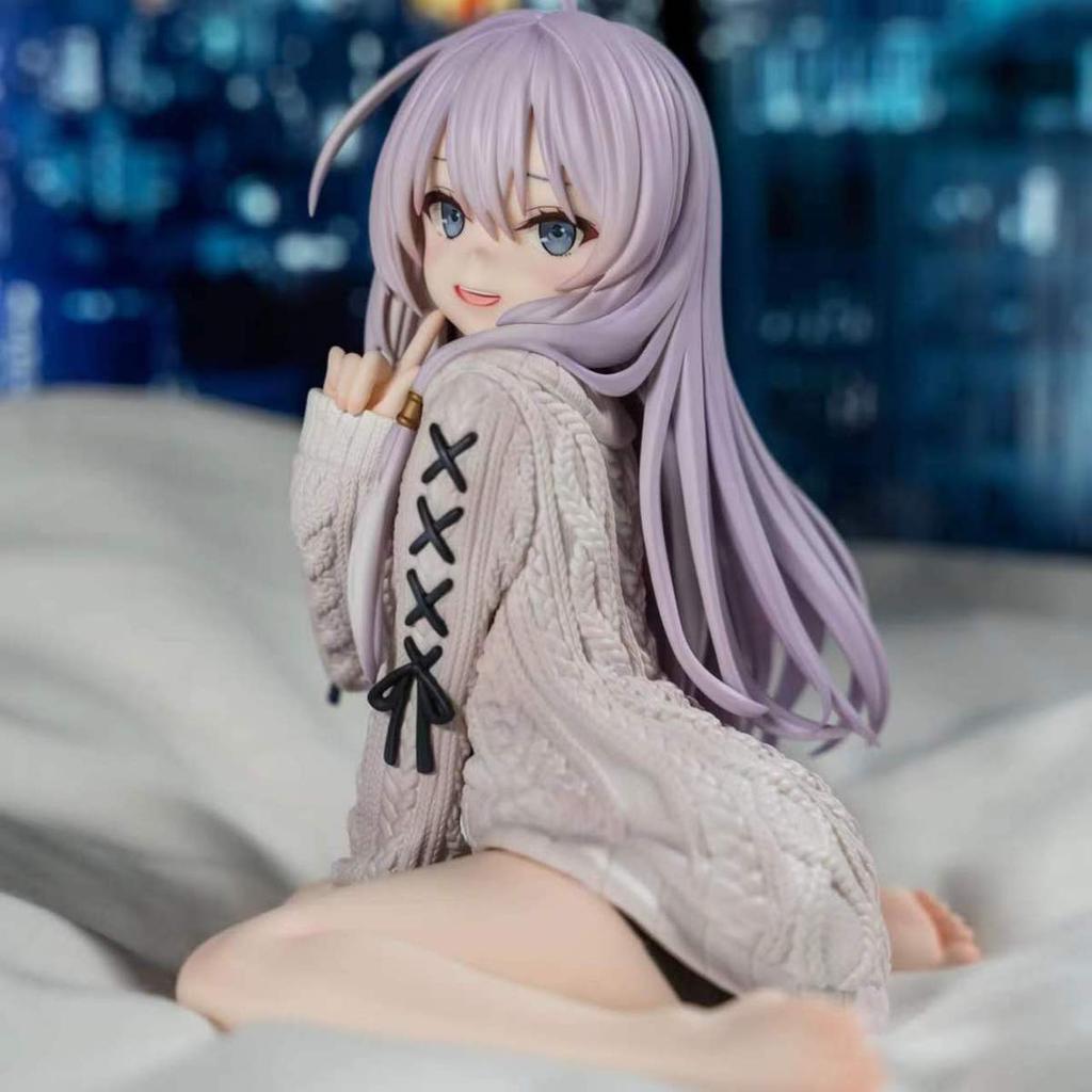 13CM Anime Wandering Witch: The Journey Elaina Figure Knitted Sweater Kneeling Figure Toy Gift Collection Action Figure PVC