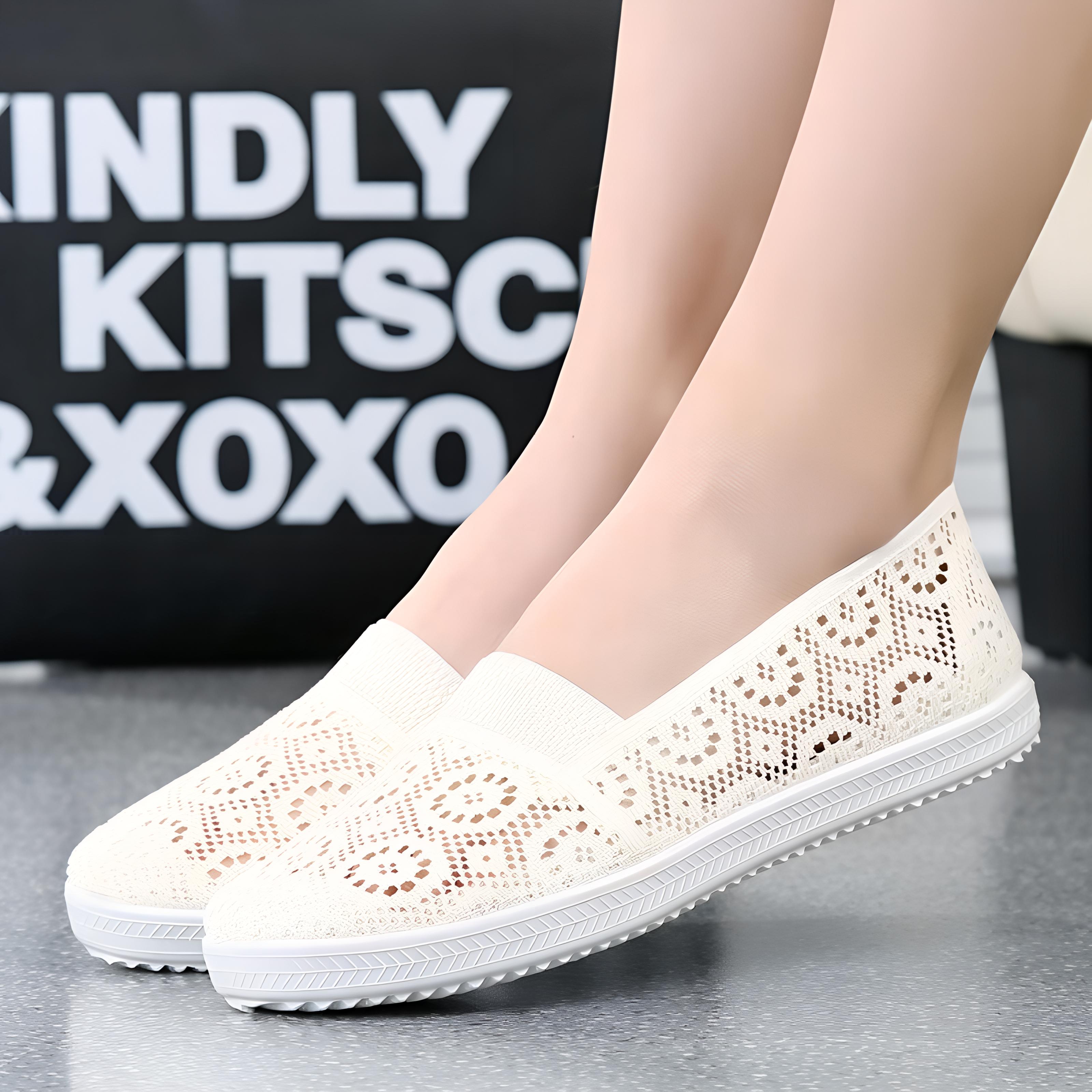 Однотонная хлопково-льняная обувь женская обувь кроссовки с дышащей нитью пустая сетка женские повседневные туфли с сеткой ленивая сетка 35 бежевый 2109₽