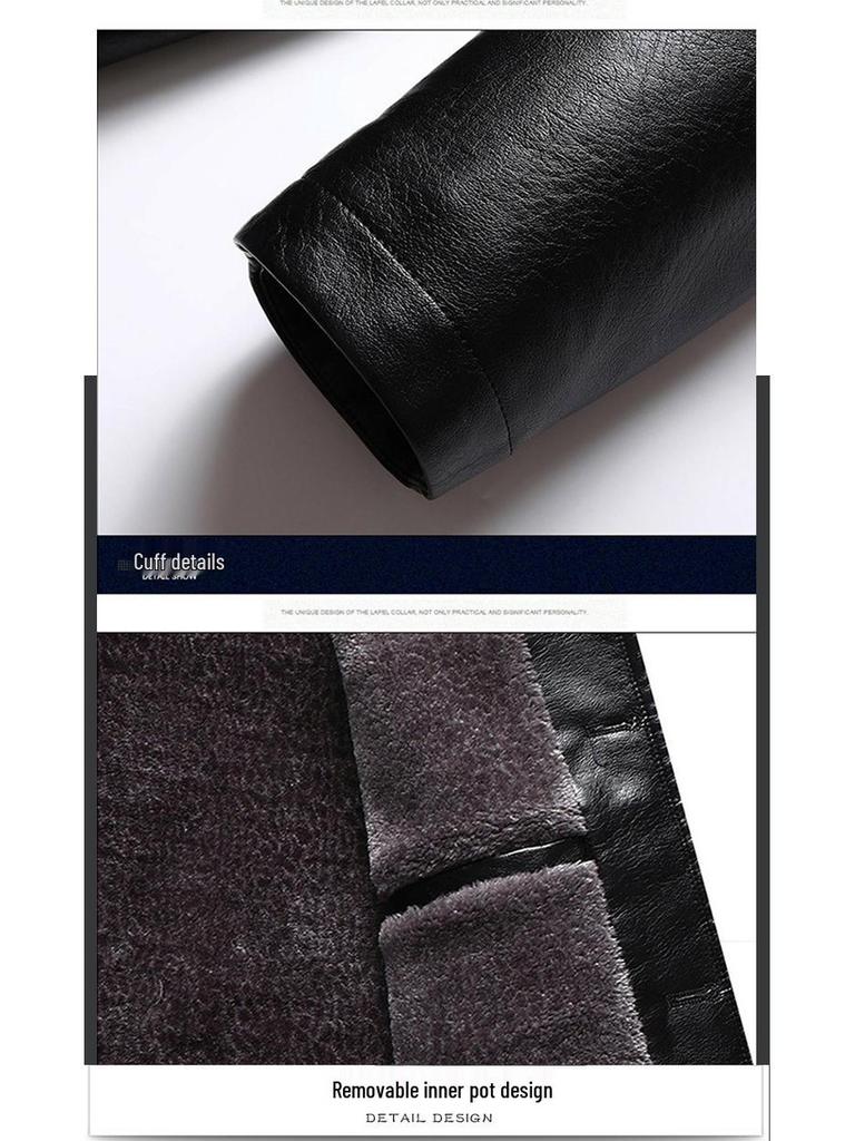 50-Year-Old Dad's Plus Velvet Thickened Leather Jacket for Middle-Aged & Elderly Men - Winter Cotton Padded Grandpa Jacket