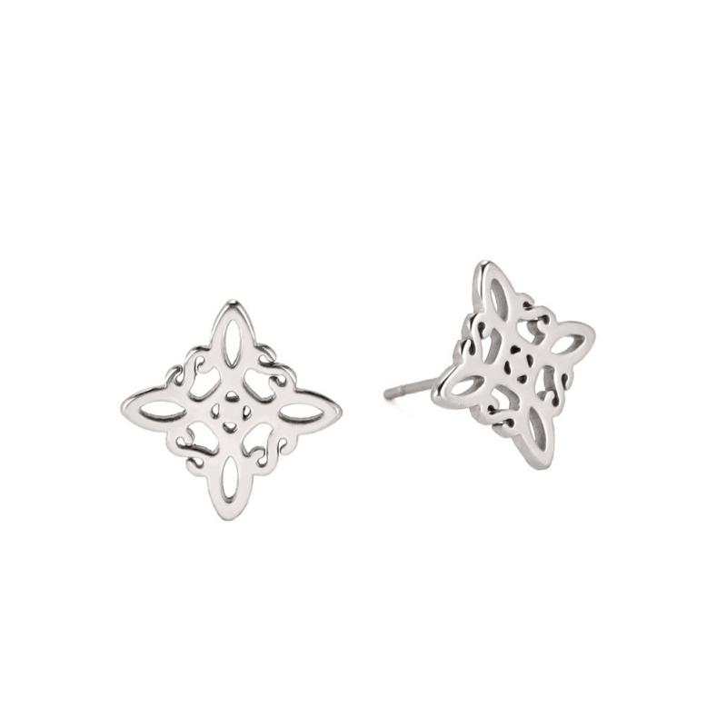 1 Pair of Fashionable Women's Accessories, Stainless Steel Material, Hollow Style, Witch Knot Shaped Earrings