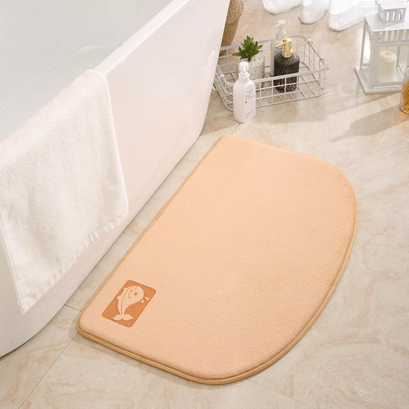 Inyahome Light Blue Cute Bathroom Mat Half Round Memory Foam Floor Rugs  Non-Slip Highly Absorbent Inside Funny Entryway Carpet