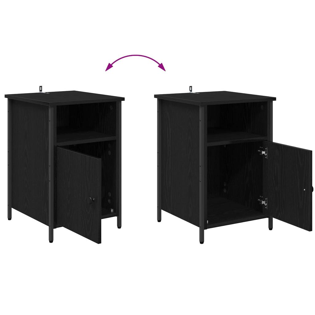 Nightstand Black Oak Effect 40 X 42 X 60 Cm Engineered Wood