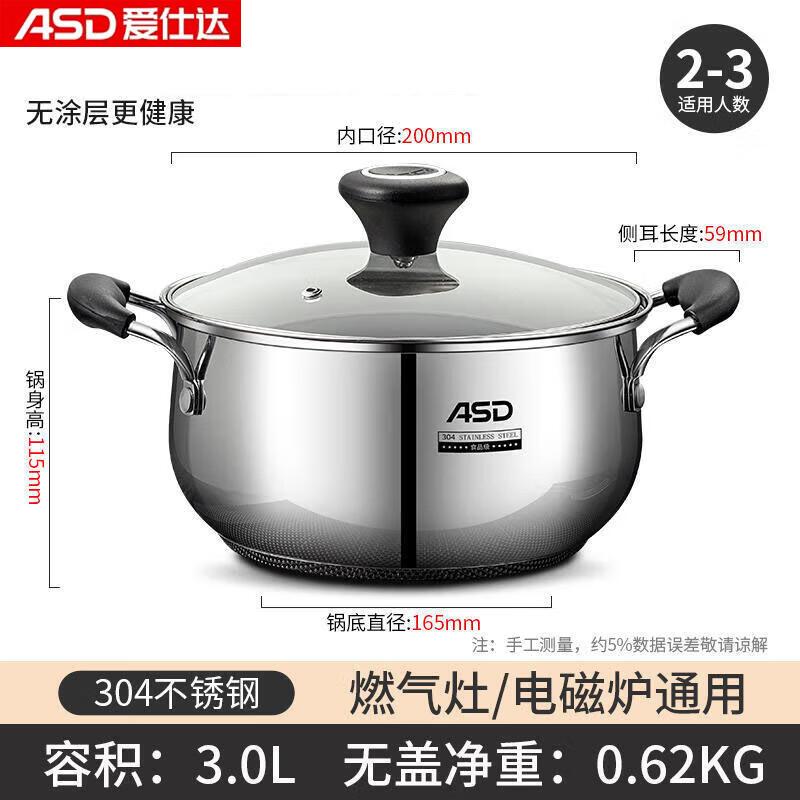 ASD 304 Stainless Steel Induction Milk & Soup Pot 20cm
