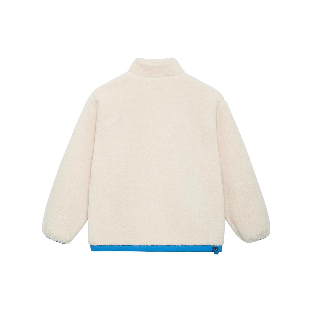 Li Ning BADFIVE Sherpa Coat Color Block Patchwork Pocket Detail Thickened And Fleece Lined Thermal Jacket Men's Ecru AFDSA67-1