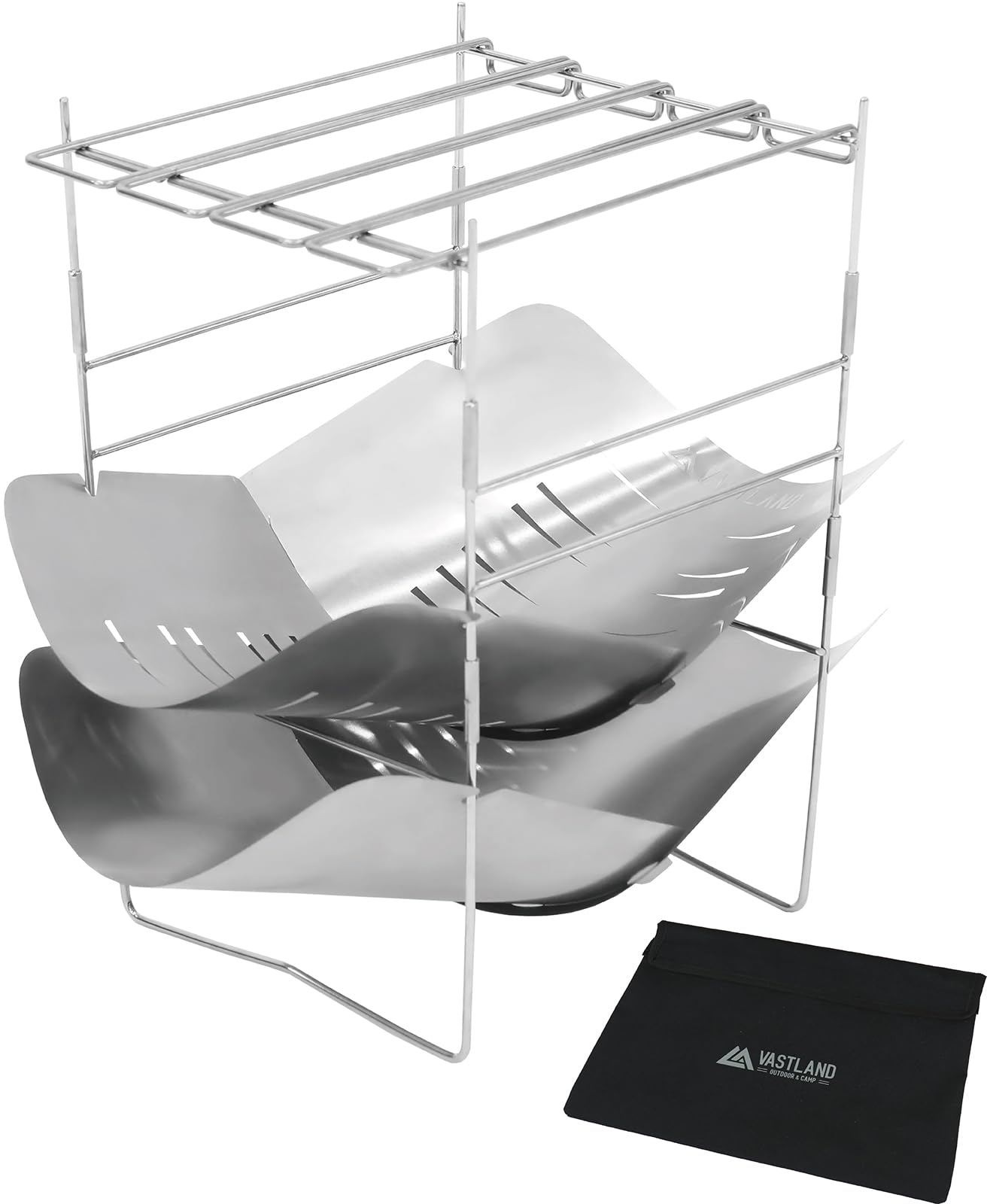 

VASTLAND Компактный костер для соло-походов с 3 уровнями высоты и пластиной-очагом, Легкий, Подставки, Настройки, Двухслойный