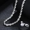 Nouveau 925 Argent 4MM Femmes Hommes chaîne Corde torsadée Masculin Collier Bijoux Argent Mode