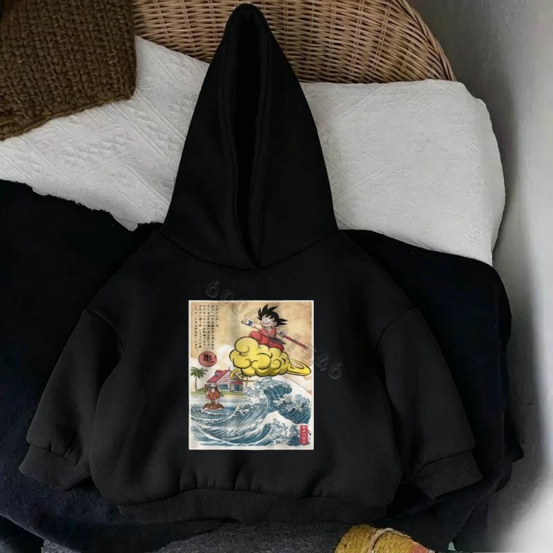 Autumn Children's Casual Hooded Sweatshirt with Dragon Ball Cartoon Pattern - Comfortable and Breathable Boys' and Girls' Coat