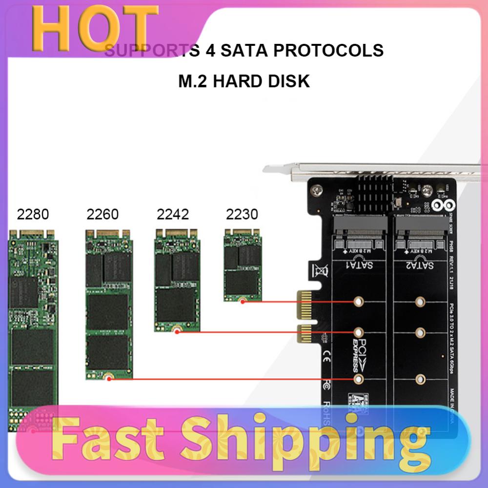 M.2 SATA auf PCIE Adapterkarte Doppel-Festplatte Dual-Disk Array Karte RAID M2 SATA Erweiterungskarte PCIe X1/X4/X8/X16 Unterstützung M.2 SSD