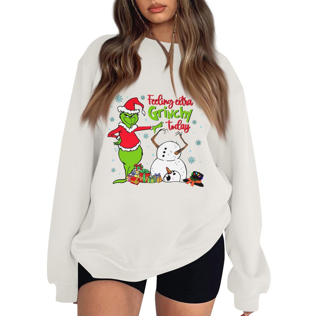 Women's Fashion Long-Sleeve Pullover Sweatshirt With Fun Christmas  Print