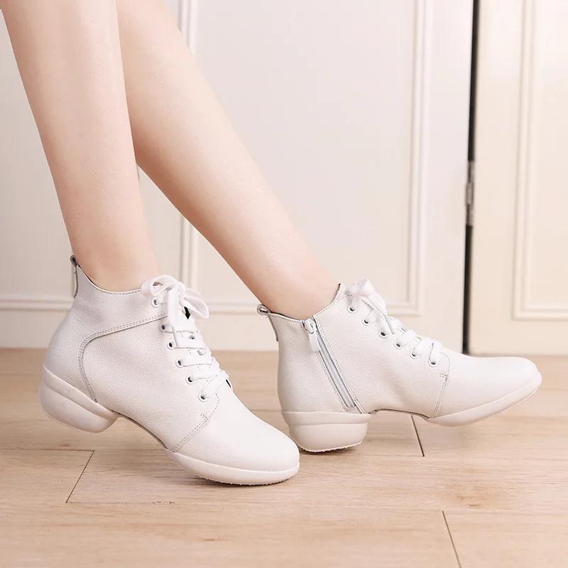 XIHAHA Girls Genuine Leather Sneakers Dance Shoes for Women Comfortable Modern Jazz Dancing Shoe Ladies Outdoor Sports Shoes