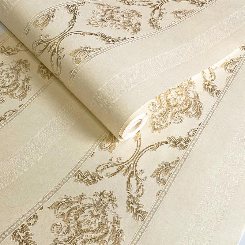 Tapet Damasc Embosat 3D Stil European Nețesut Dormitor Living Fundal TV Tapet cu Dungi