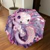 1PC Axolotl Sakura Automatic Open/Close Umbrella with Windproof, 8-Rib Sturdy Canopy, Durable Ribs, Fashionable Design, Outdoor Accessory, Fun Prin, H