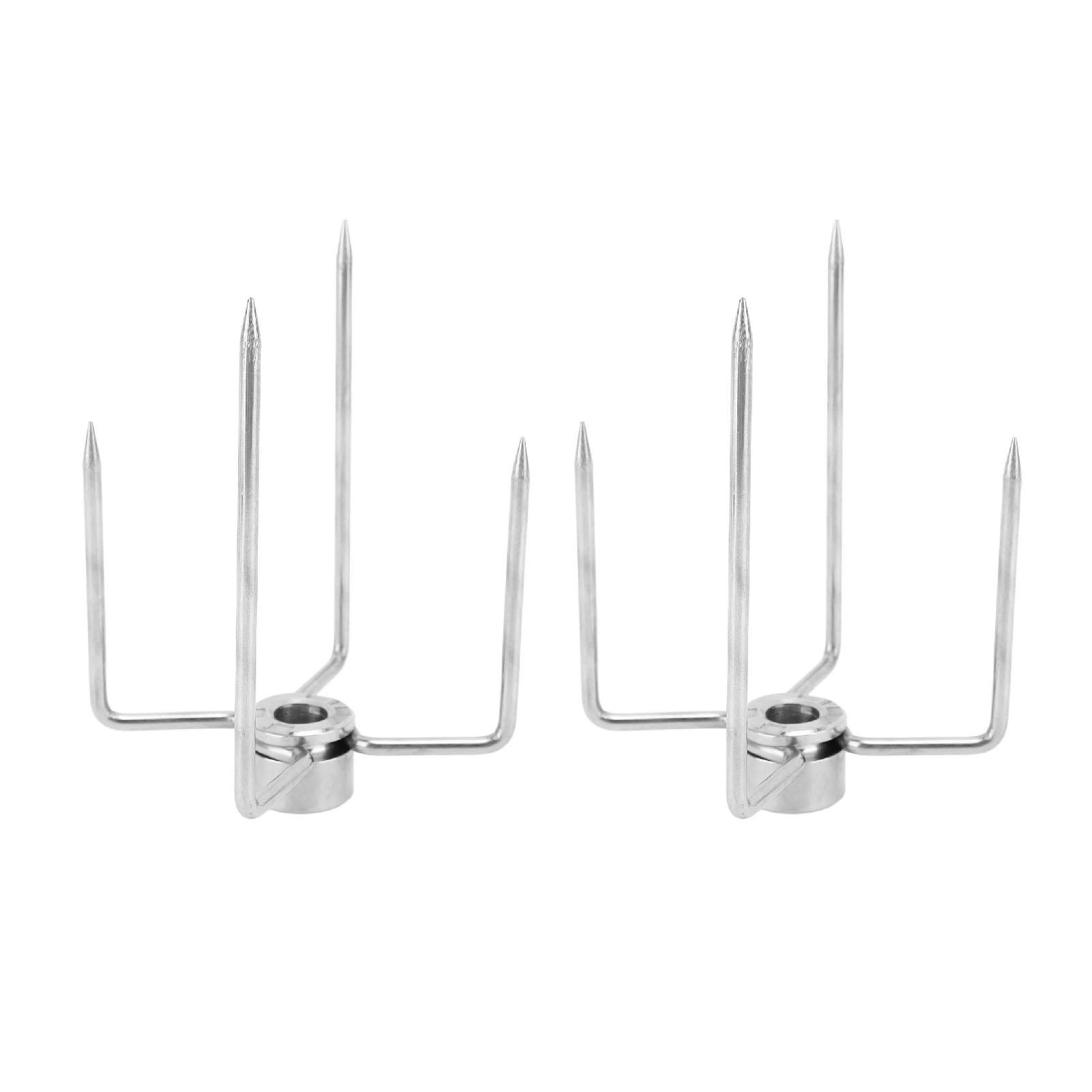 

Rotisserie Fork 4 Claws 304 Stainless Steel Electroplated Grill Rotisserie Meat Fork for 0.4in Spit Rod 2pcs