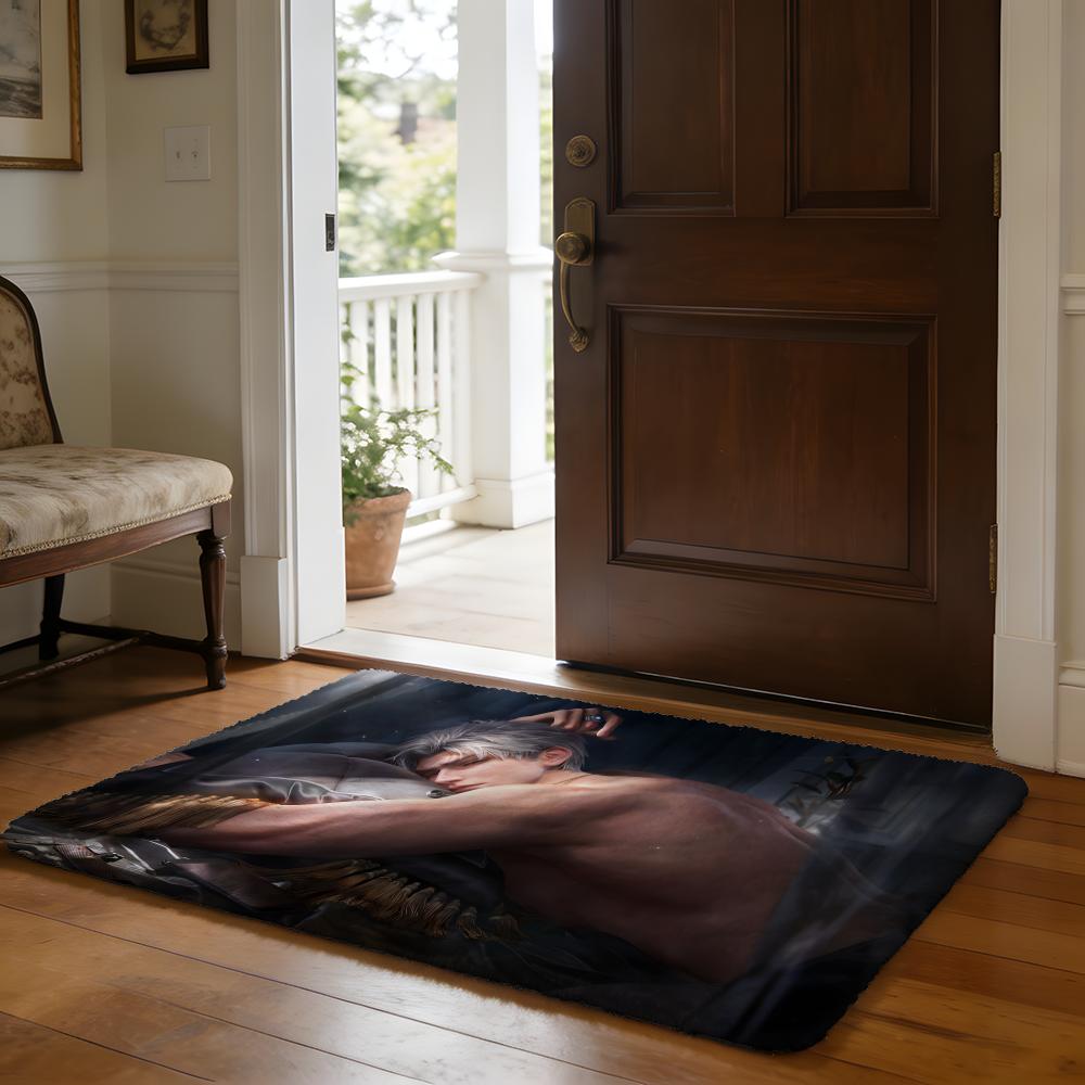 Floor Mat Soft Flannel Rug Non-Slip Absorbent Mat for Bathroom Bedroom Home Decor Anime Deep Love S-Sylus