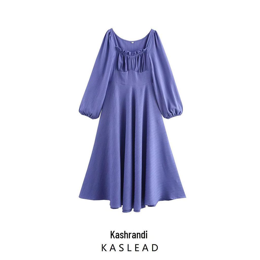 Rochie casual texturată cu mâneci lungi pentru femei, stil european și american, de primăvară 2025