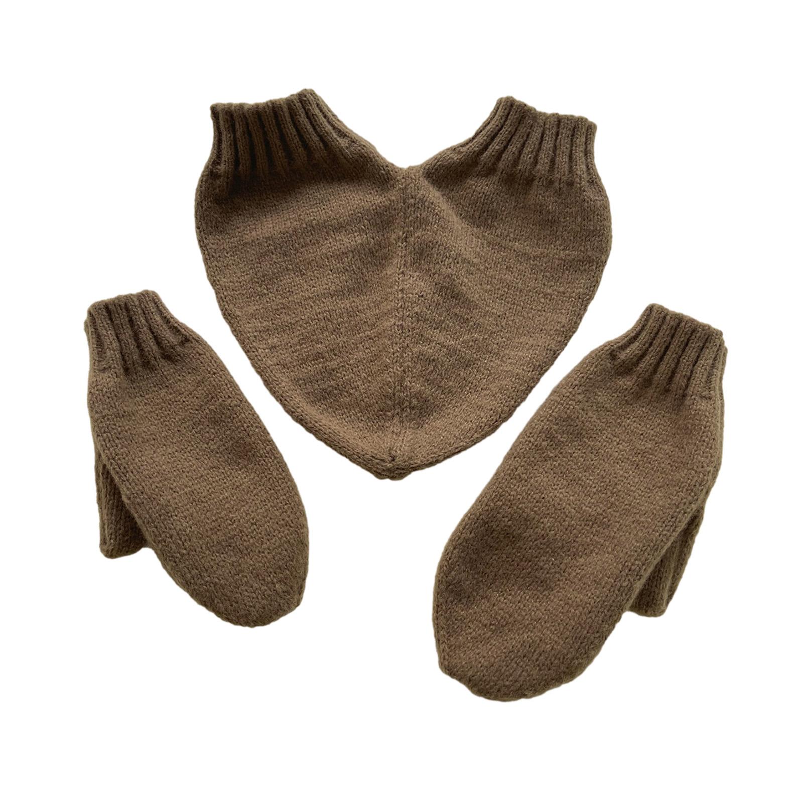 

Вязаные перчатки до запястья Зимние варежки с полными пальцами Эластичные теплые перчатки с дизайном для держания за руки для девочек-подростков кофейный