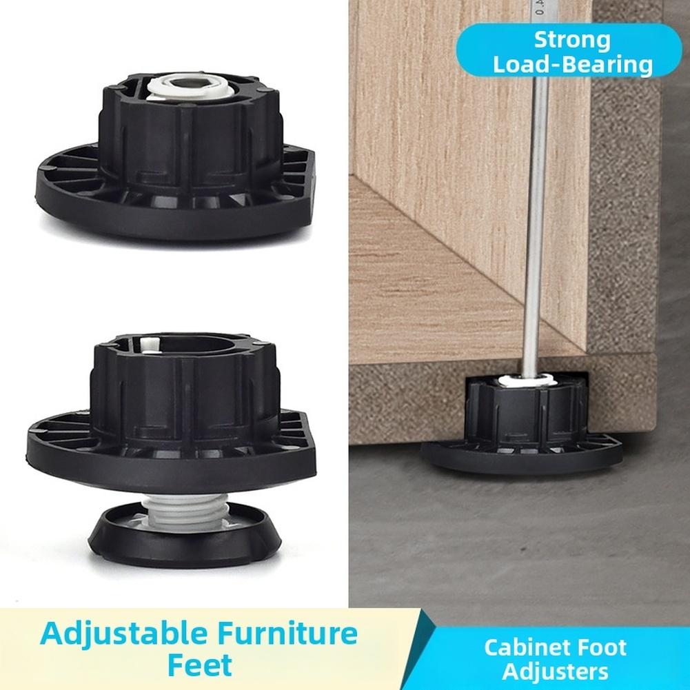 Tool-free Install Cabinet Feet For Uneven Surfaces Black Adjustable Cabinet Feet For Furniture Furniture Leveling