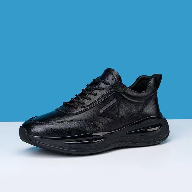 2025 Men's Black Lightweight Casual Sneakers with Soft Thick Sole