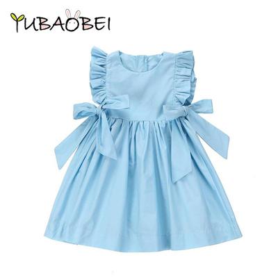 Милое платье для маленьких девочек 3–10 лет, одежда принцессы, летние шифоновые платья без рукавов с бантом для маленьких девочек