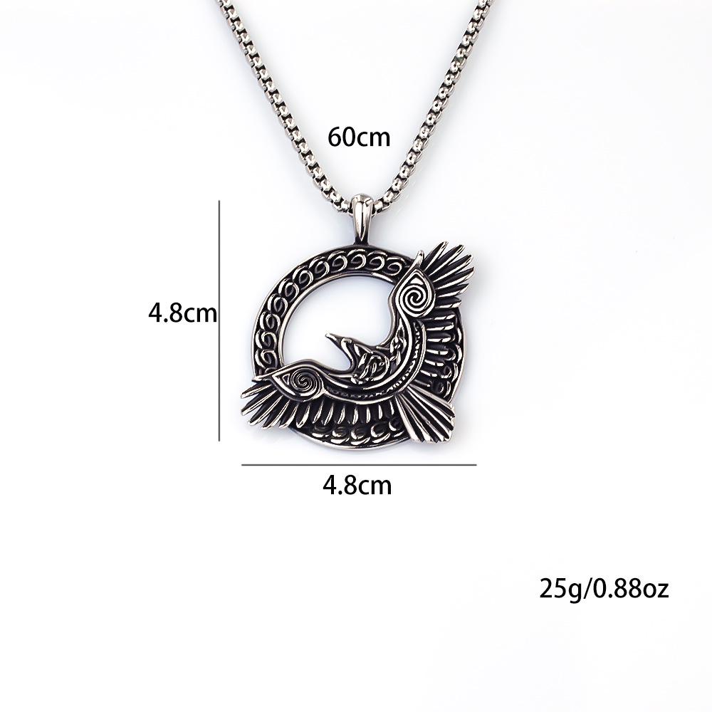 Nordic Celtic Viking Soaring Eagle Stainless Steel Men's Pendant Necklace