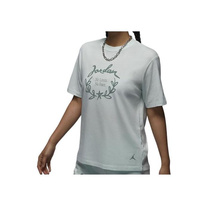 Nike Letter Print Pullover Crew Neck Short Sleeve T-Shirt Women Tops Light-Green Smoke-Grey FN5755-394