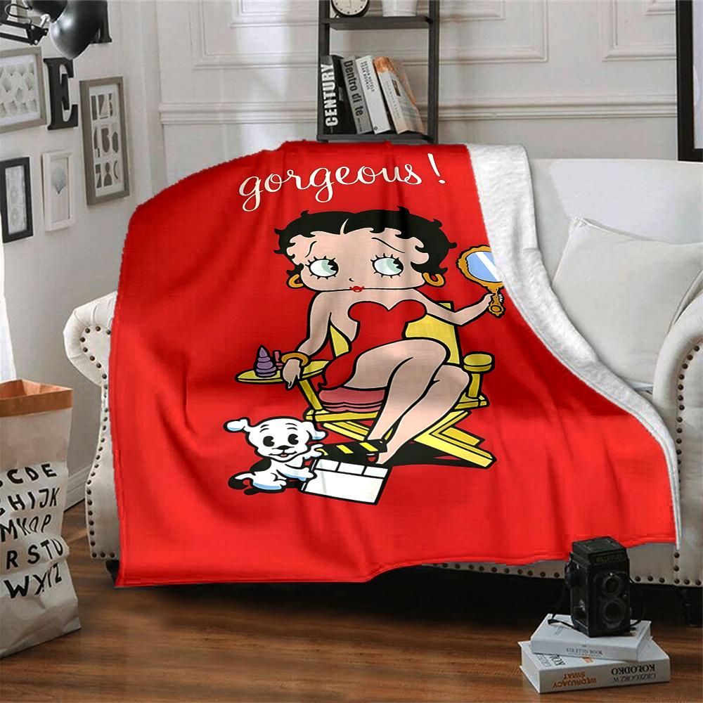1pc Betty Boop Adventures Flannel Blanket,Ultra Soft Warm Plush Throw for Home Bedroom Bed Sofa Cover Camping Picnic gift Y72429