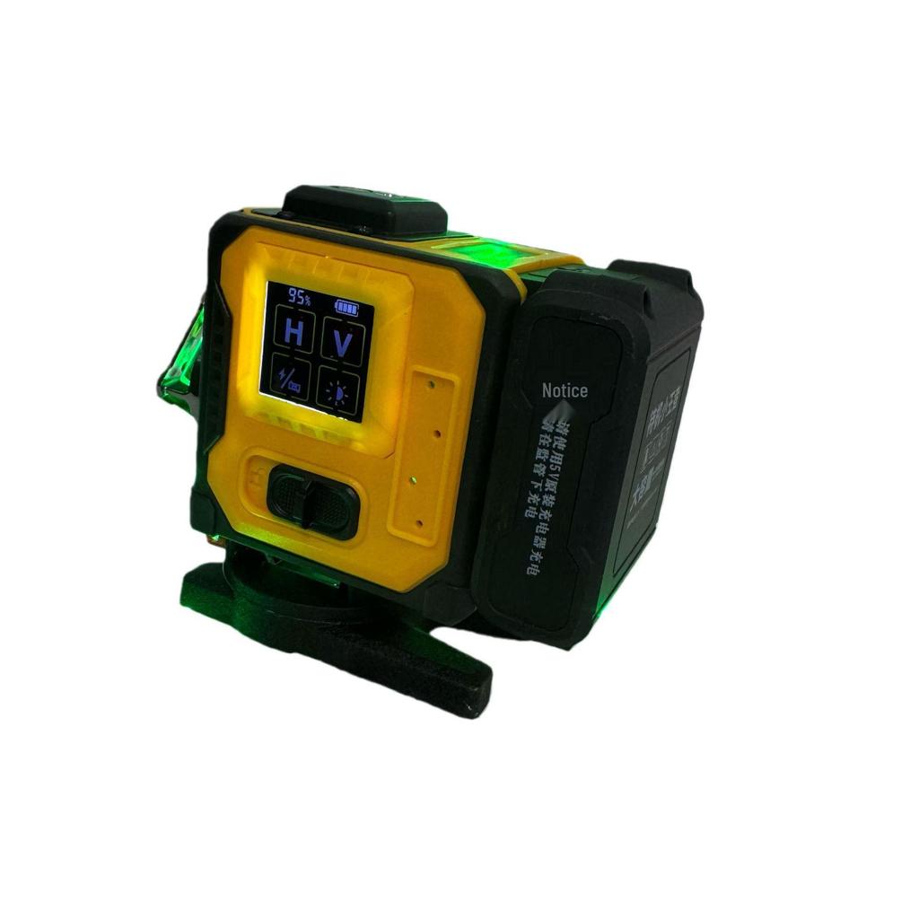 Green Light Laser Level with 12/16 Lines, Rubber-Coated & Drop-Resistant for Decoration and Processing