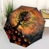 1pc Scary Halloween Pumpkins Tree Pattern Automatic Folding Umbrella, Lightweight Retractable Compact Travel Umbrella, 8-Rib Sturdy Frame030