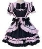 Maid Gothic Kellnerin Cosplay Kostüm mit Rüschen Lolita Ordentlich und Kurz Schwarz und Rosa Größe [Shangki Manufacturing] Outfit, Lolita, Stirnband, Niedlich,