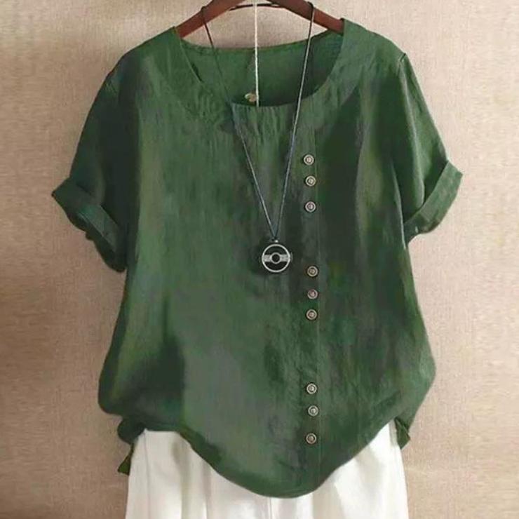 Elegantes Baumwoll-Knopfhemd für Damen - Unifarben, Perfekt für Frühling/Herbst EMA