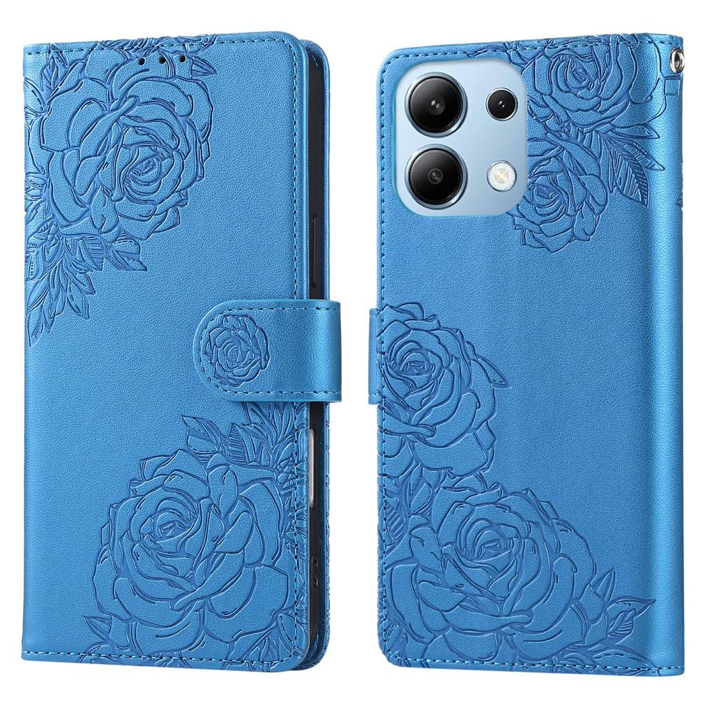 Pro Xiaomi Redmi Note 13 4G Pouzdro Růžový Květ PU Kůže Peněženka Kryt na Telefon se 3 Sloty na Karty