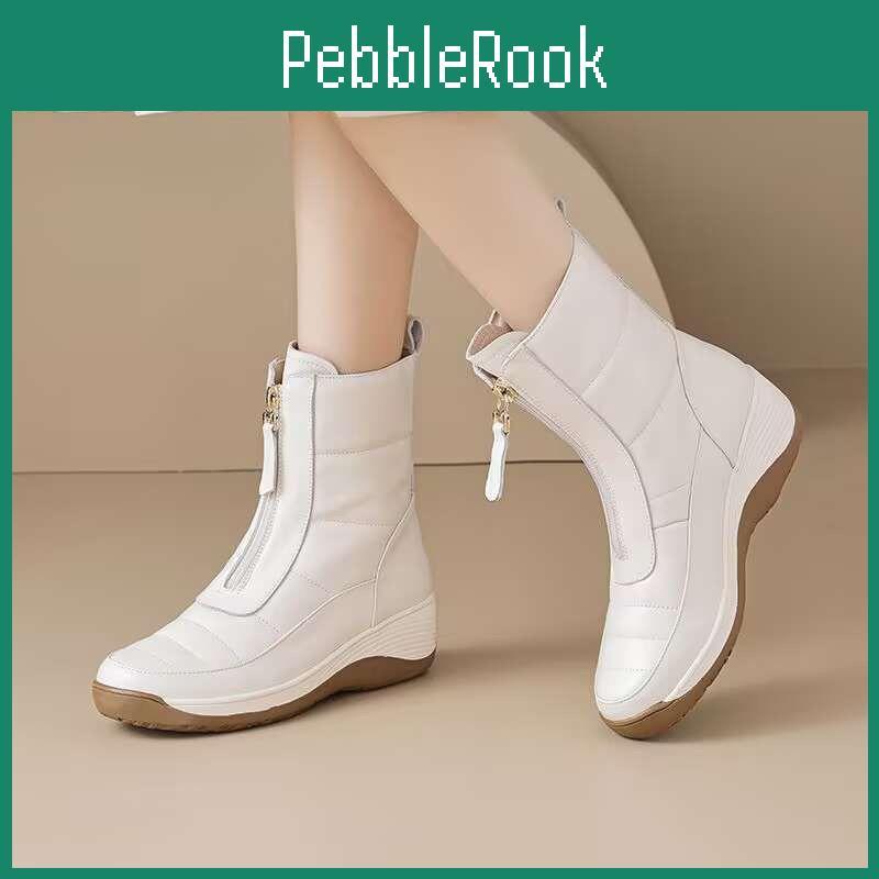 Boots Thicksoled Soft Snow Leather Autumn And Winter Plus Velvet Thickened Nonslip Boots Womens Wedges Womens Shoes Wool Short Boots