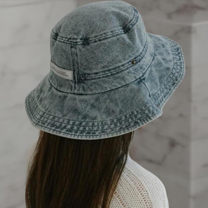 Women's Bucket Hat Washed Jeans Drawcord Hat