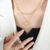 Double Layer Heart Pendant Titanium Necklace - Hip Hop Style, Non-fading Fashion Clavicle Chain for Women