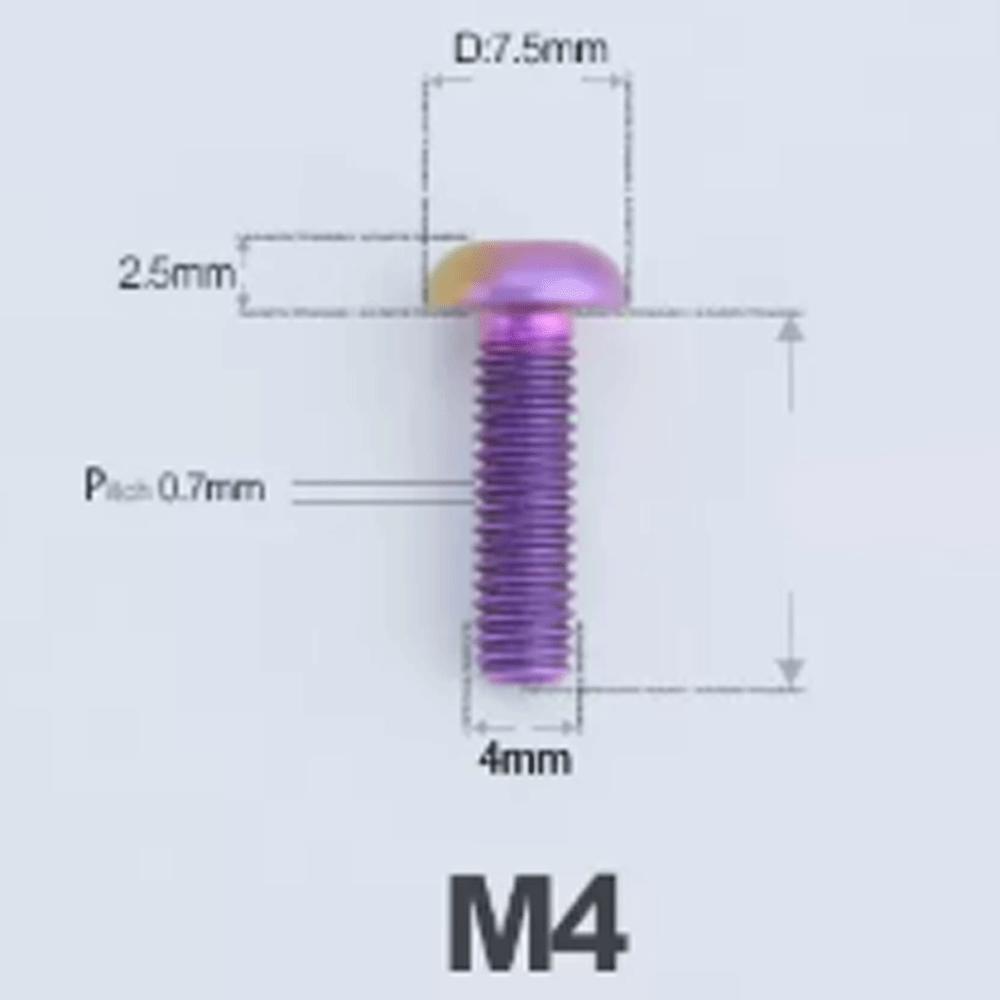 Multiple Color M4 x 6 8 10 12 16 18 20 25mm GR5 Titanium Alloy TC4 Mushroom T20 Torx Head Screw Bolt For Road bike