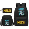 Large Capacity Schoolbag with Shoulder Strap; Student Three-piece Pencil Case Set