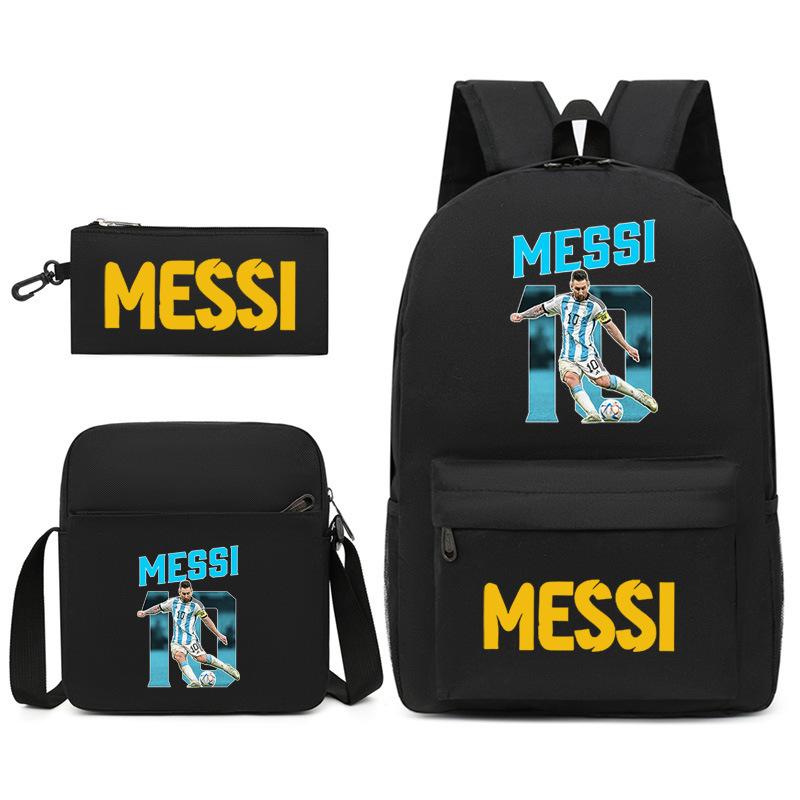 Large Capacity Schoolbag with Shoulder Strap; Student Three-piece Pencil Case Set