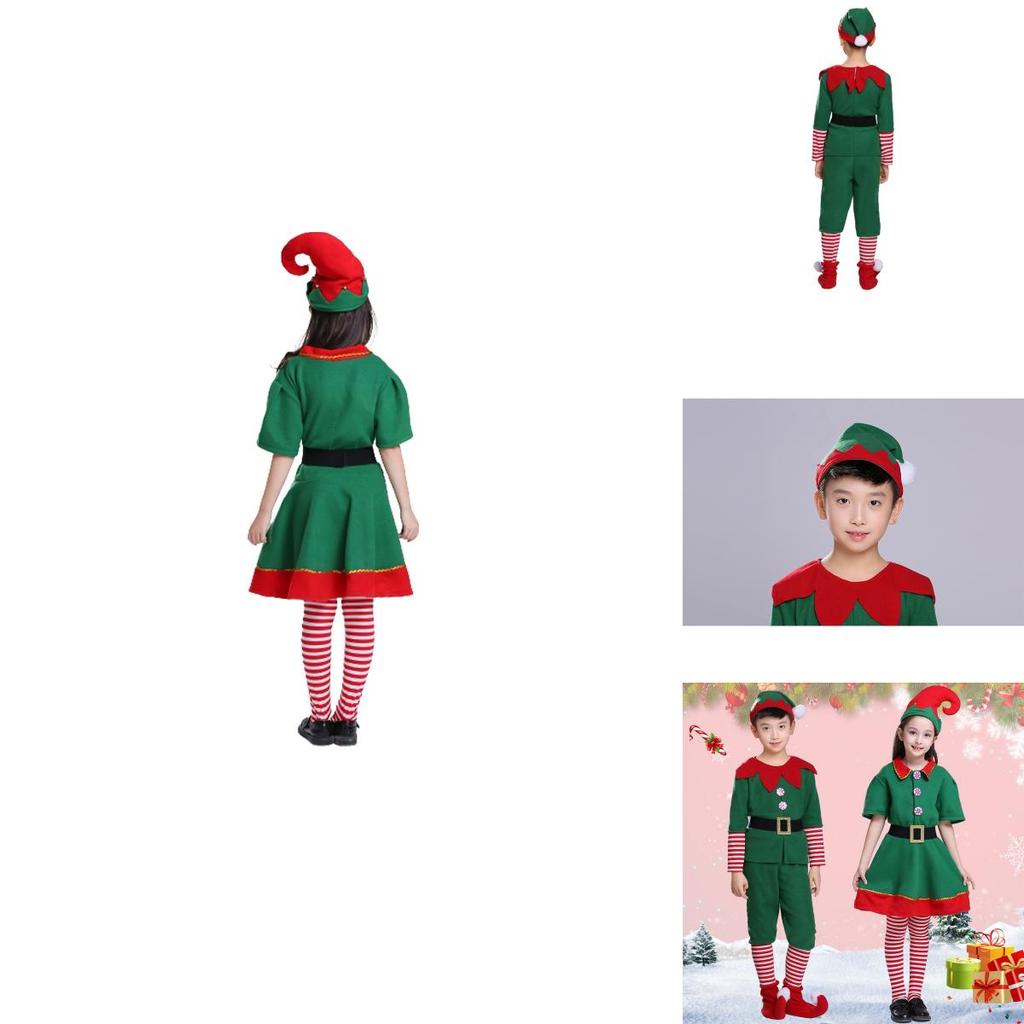 Delightful Christmas Elf Cosplay Costume Couple Outfit For Fancy Dress Xmas Party Role Play